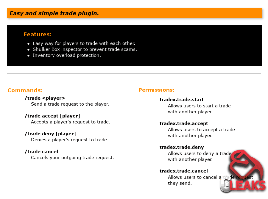 Plugins | TradeX - Safe Trading | GLeaks.pro